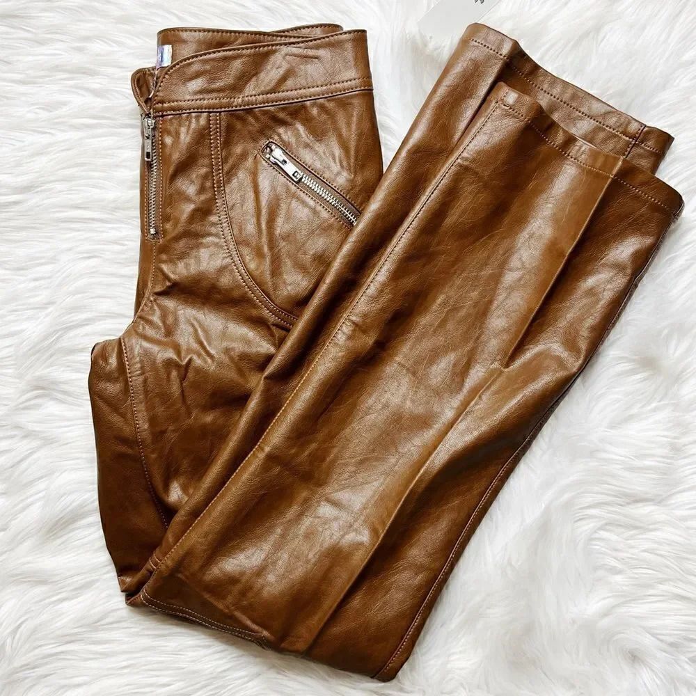 Urban Outfitters Molly V Front Faux Leather Pants Brown Size 0